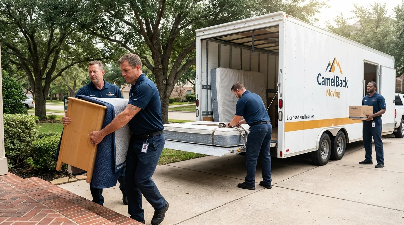 Crew loading residential truck for cross-state move from Brooklyn, IA
